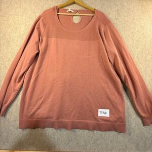 Maurices Womens Mixed Media Sweater Dusty Rose White Back Keyhole Sz 3 Long Slv